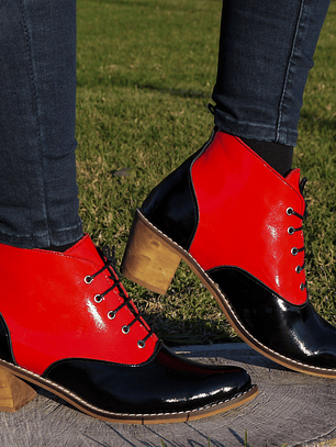 Botín Cordón Negro Rojo