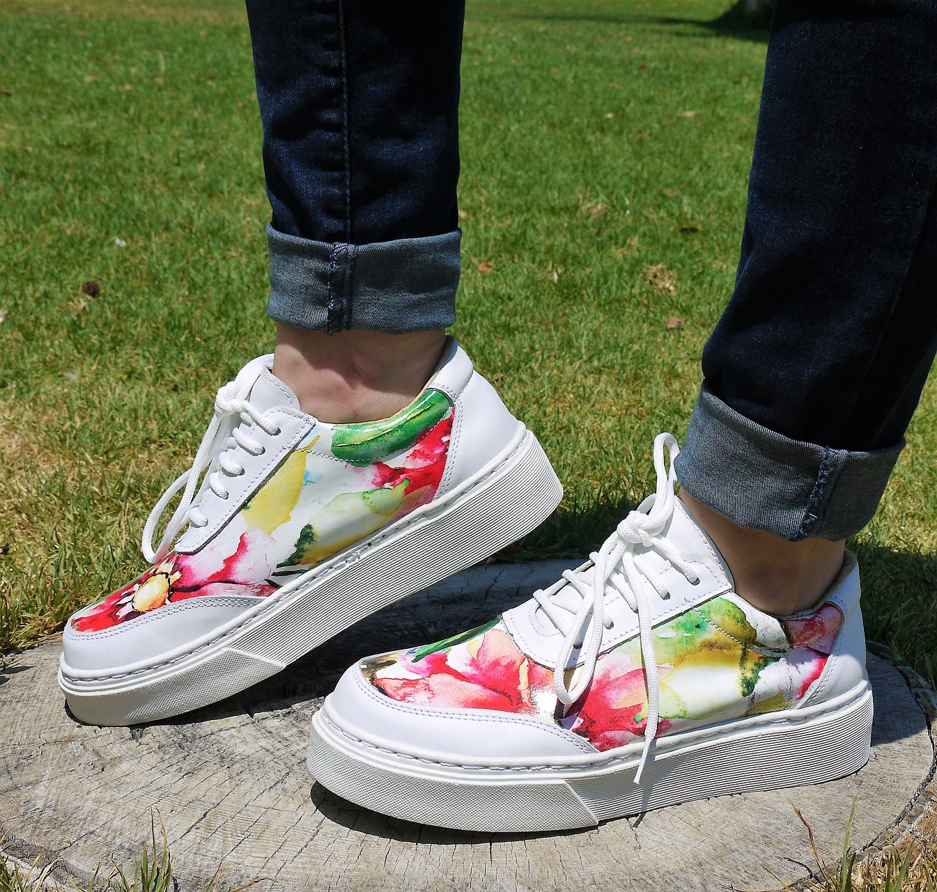 Zapatilla Blanco Floreado