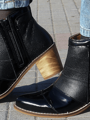 Botín Cierre Negro Charol  