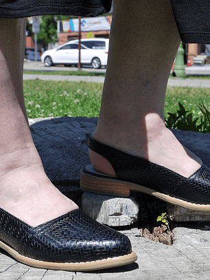 Zapato Correa China Negra Texturado