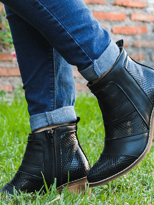 Botín Taco Negro CH Texturado