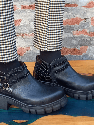 Botín Cierre 2 H Negro Texturado