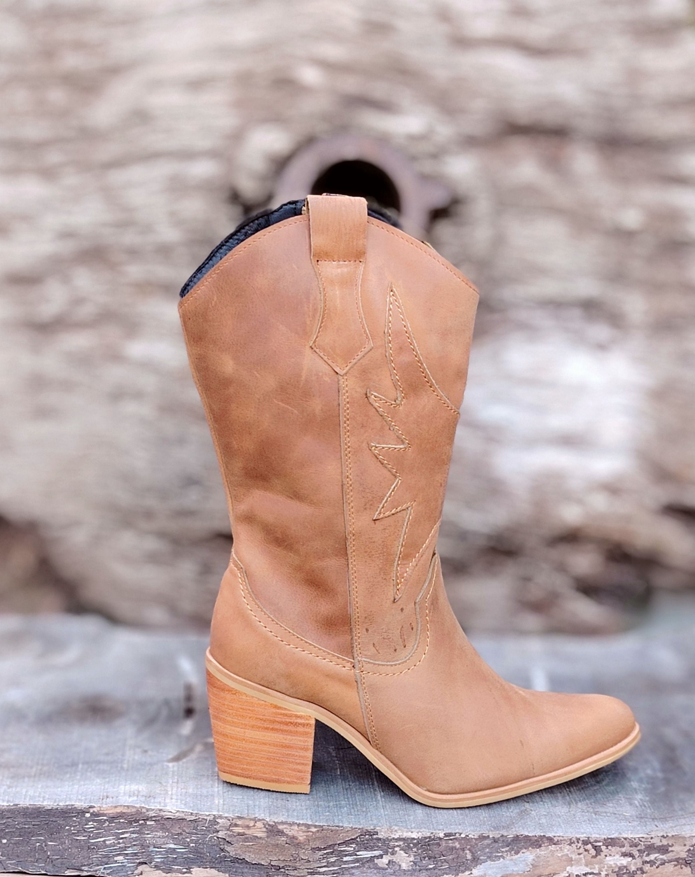 Bota Exs Vaquera Cuero Café