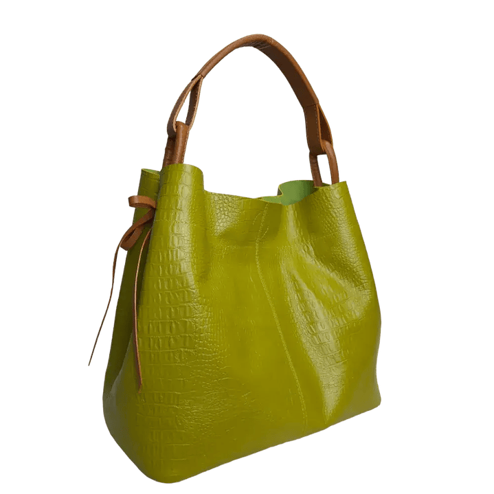 Bolso en  cuero para mujer Aubrey Reptil verde limon  2