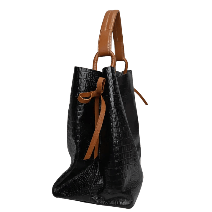 Bolso en cuero para mujer Aubrey Reptil negro 4