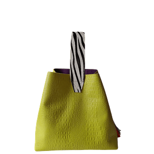 Bolso en cuero para mujer Bella Reptil verde limon