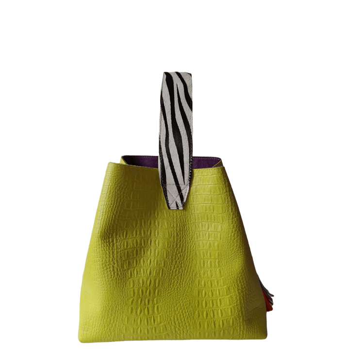 Bolso en cuero para mujer Bella Reptil verde limon 1