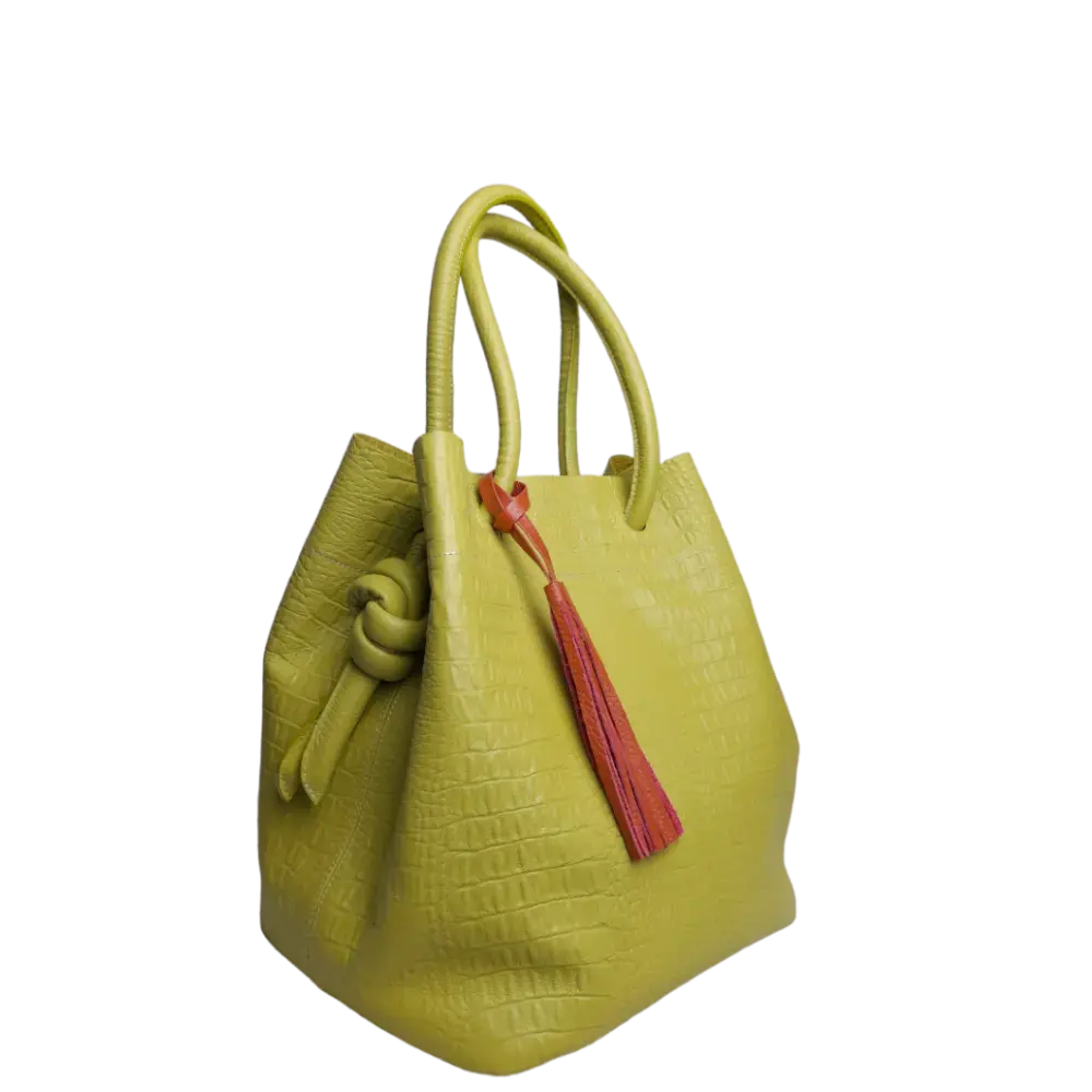 Bolso en cuero para mujer Brigitte reptil verde limon 4