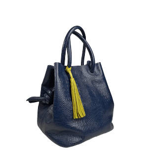 Bolso en cuero para mujer Brigitte Reptil azul oscuro