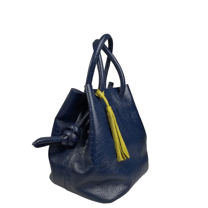 Bolso en cuero para mujer Brigitte Reptil azul oscuro 3