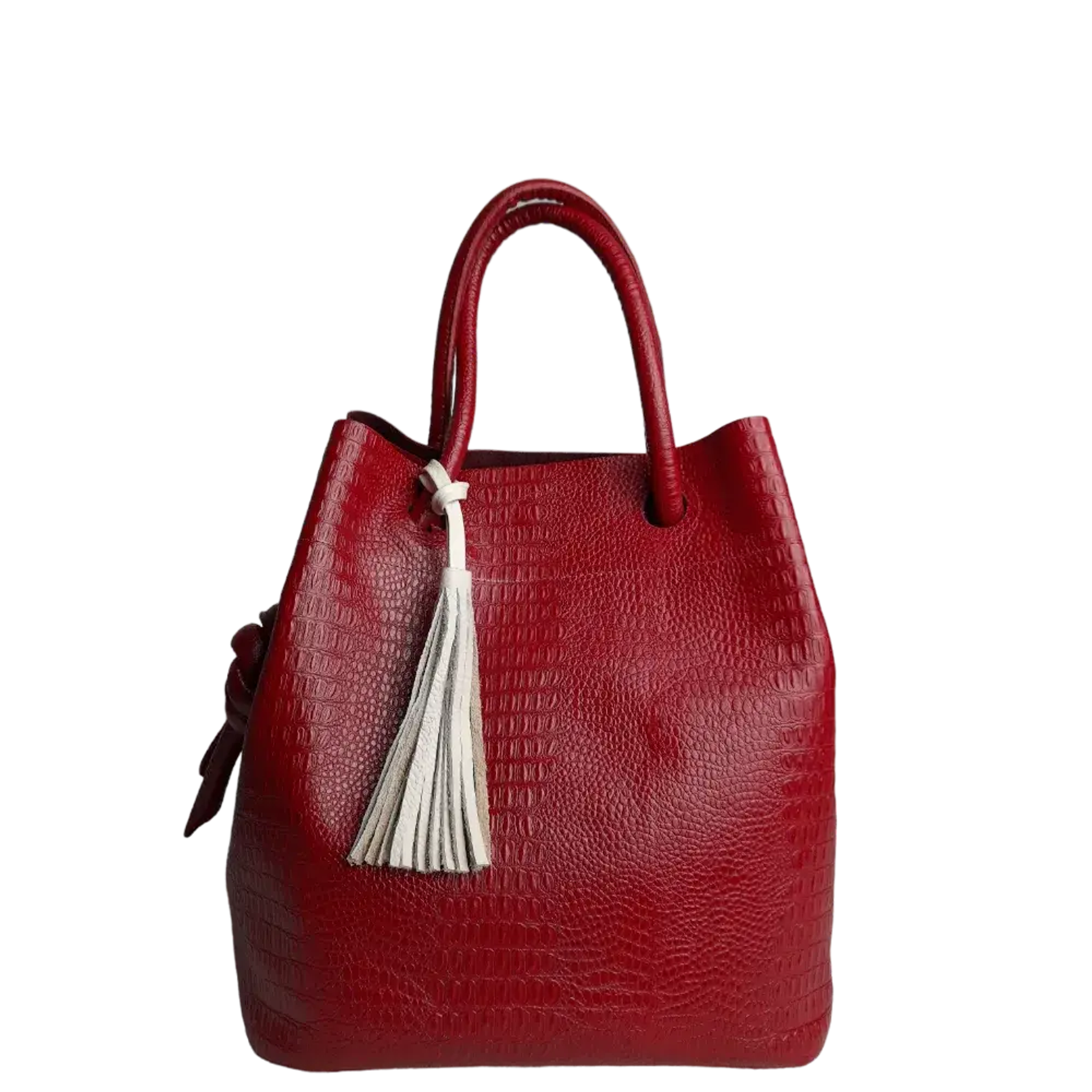 Bolso en cuero para mujer Brigitte Reptil rojo 4