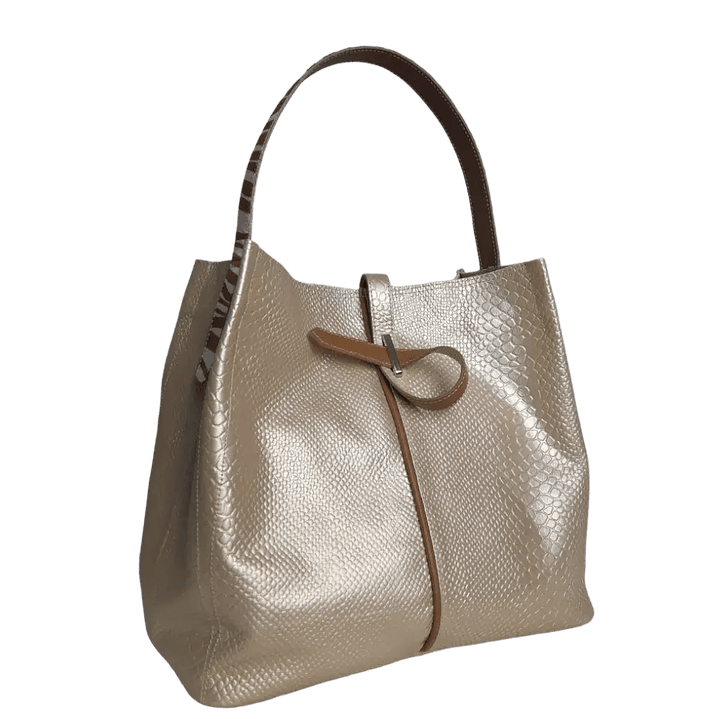 Bolso en cuero para mujer Lucy Anaconda Oro 5