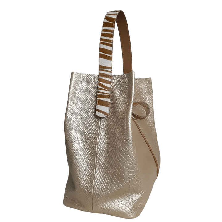 Bolso en cuero para mujer Lucy Anaconda Oro 3