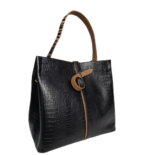 Bolso en cuero para mujer Lucy Reptil negro