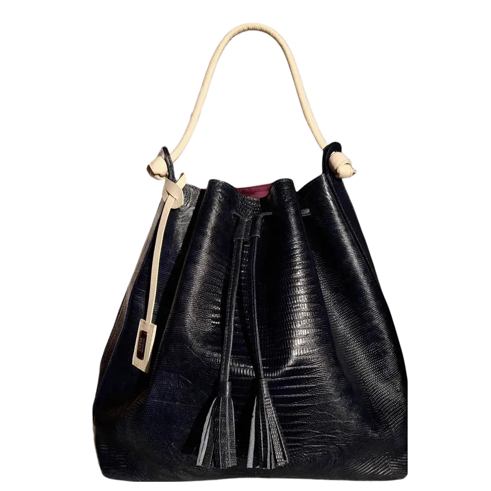 Bolso en cuero para mujer Jade Reptil negro 1