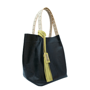 Bolso en cuero para mujer Alexa Reptil negro