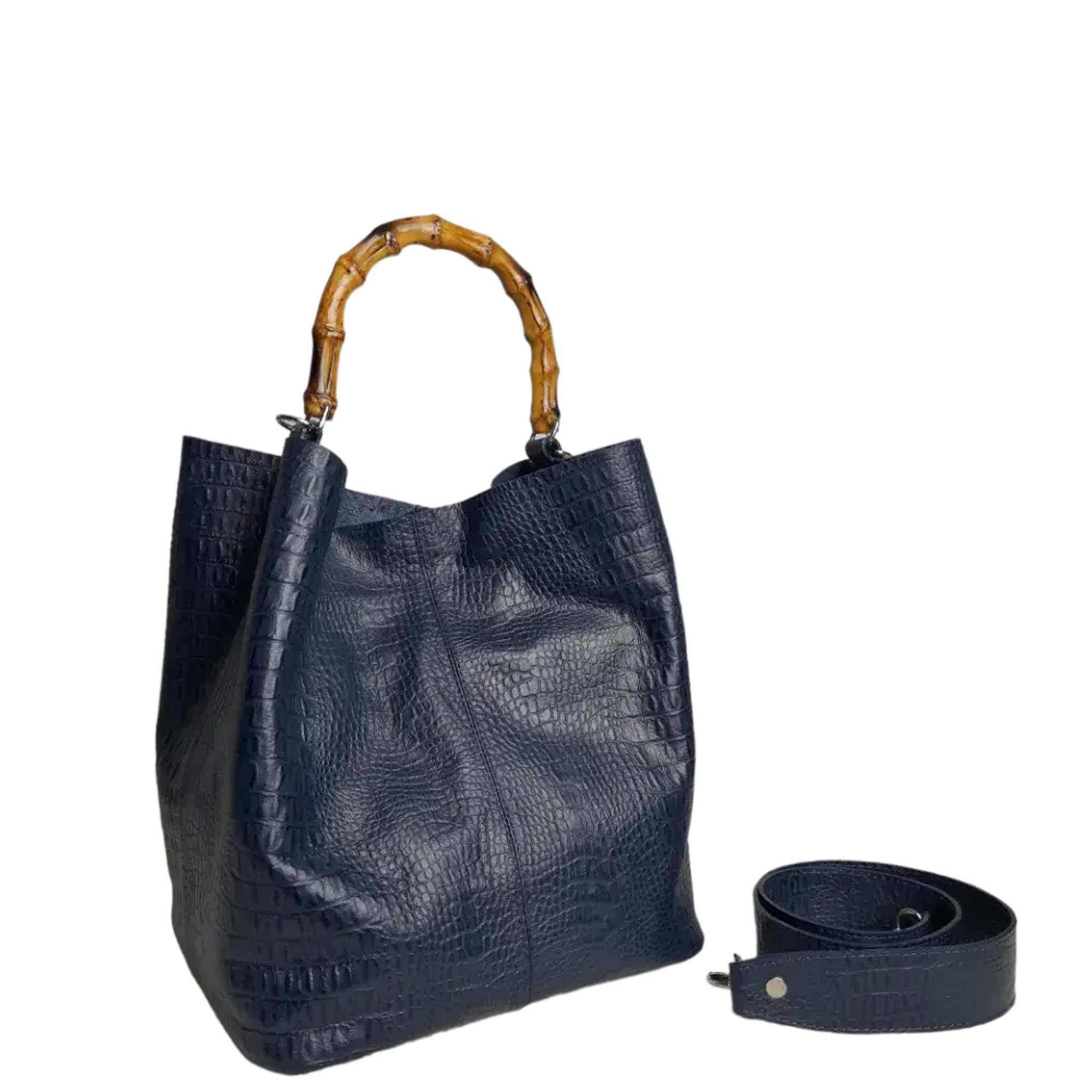 Bolso en cuero para mujer Claire Reptil azul oscuro 2