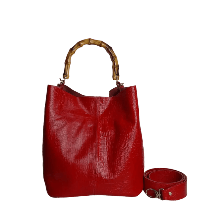 Bolso en cuero para mujer Claire Reptil rojo 3