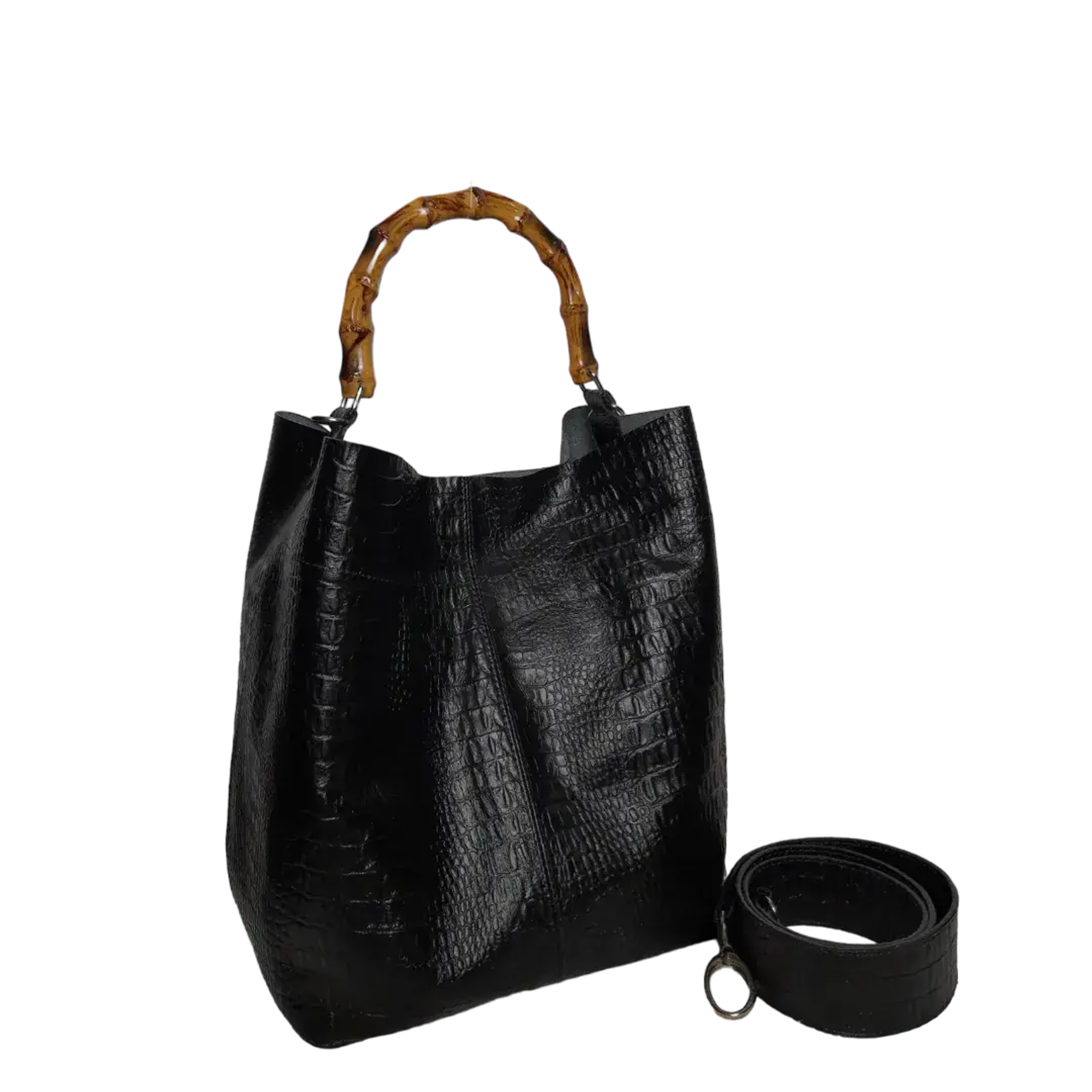 Bolso en cuero para mujer Claire Reptil negro 2