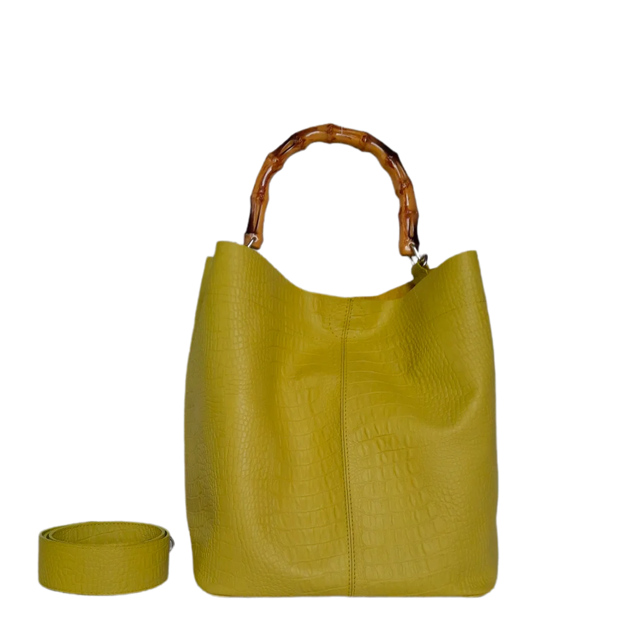 Bolso en cuero para mujer Claire Reptil verde limon 2