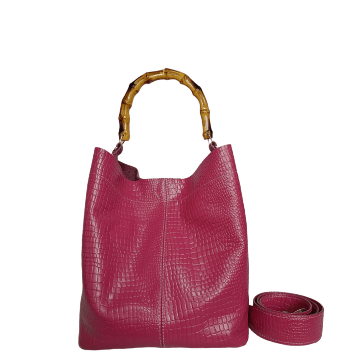 Bolso en cuero para mujer Claire Reptil Fucsia 2