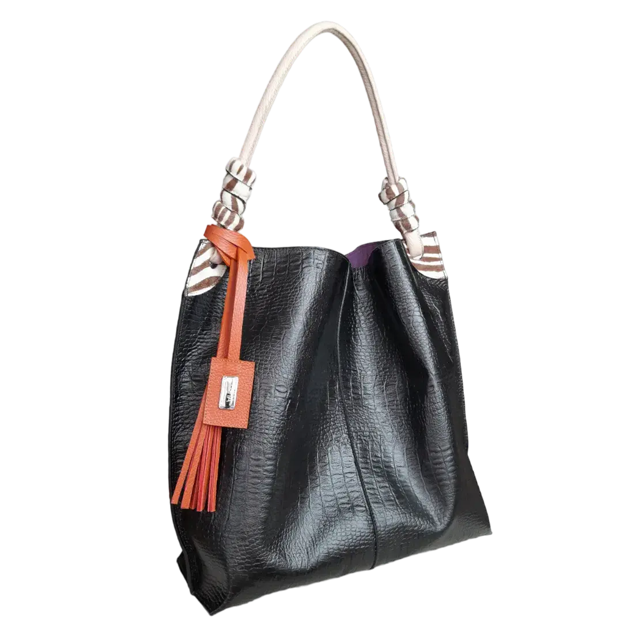 Bolso en cuero para mujer Fernanda Reptil Negro 2