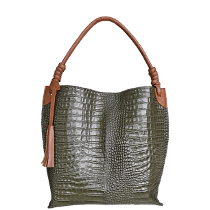 Bolso en cuero para mujer Fernanda Glavial verde aceituna