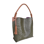 Bolso en cuero para mujer Fernanda Glavial verde aceituna