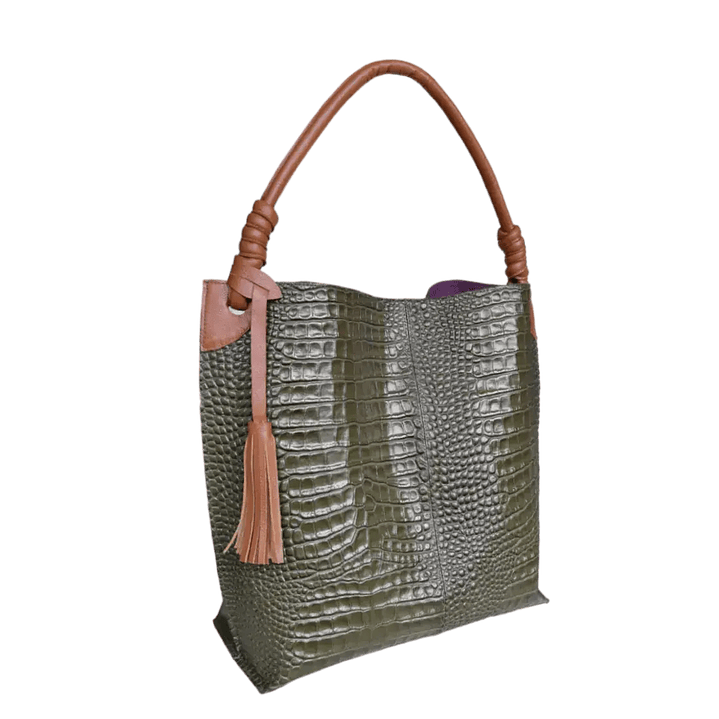 Bolso en cuero para mujer Fernanda Glavial verde aceituna 2