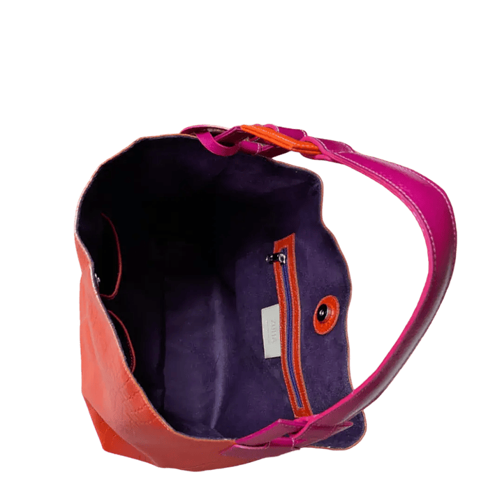 Bolso en cuero para mujer Valentina Reptil Naranja 5