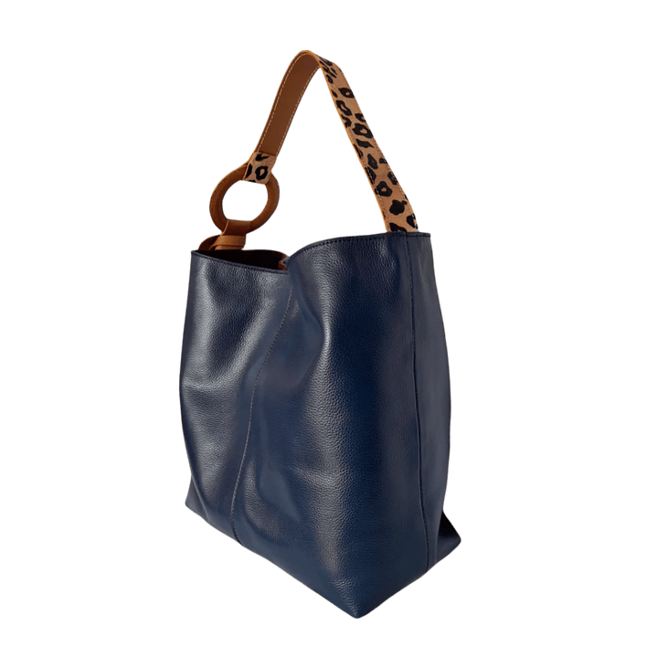 Bolso en cuero para mujer Nora Azul oscuro 4