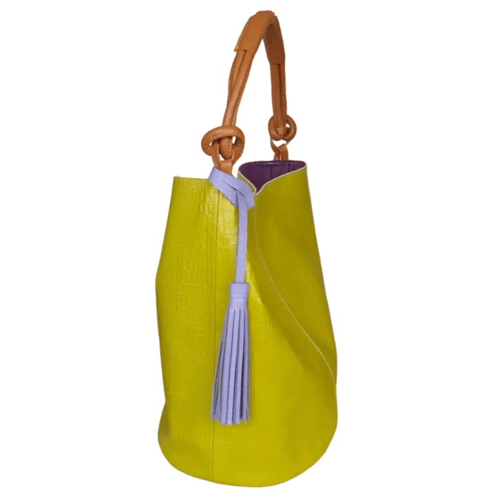 Bolso en cuero para mujer Olivia Reptil verde limon 3