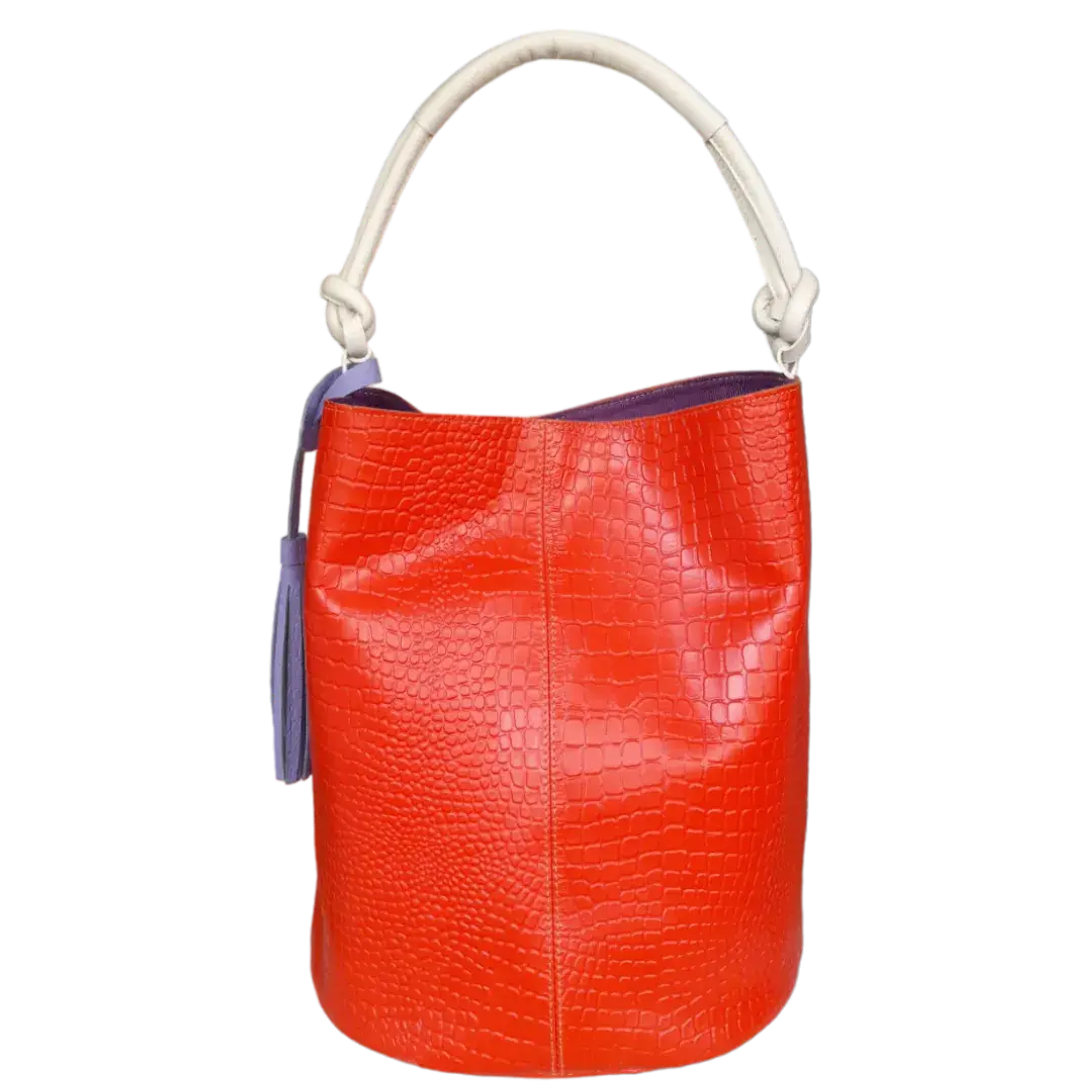 Bolso en cuero para mujer Olivia Reptil Naranja 3