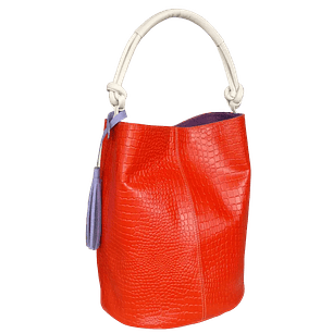 Bolso en cuero para mujer Olivia Reptil Naranja