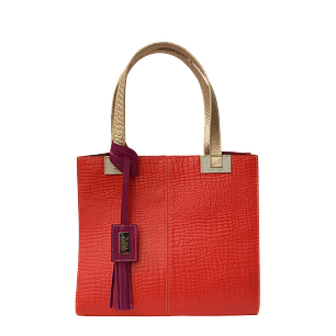 Bolso en cuero para mujer Sara Reptil Naranja