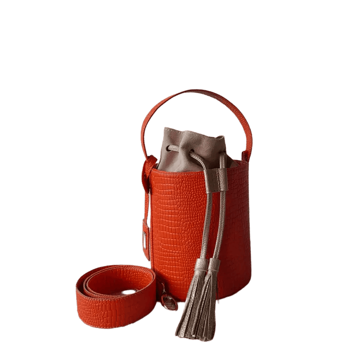 Bolso en cuero para mujer Martina Reptil Naranja 3