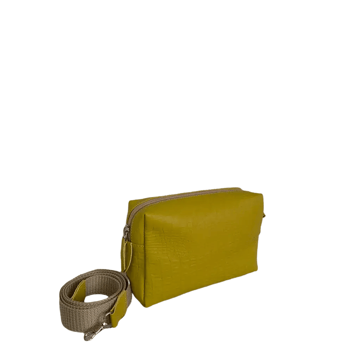 Bolso en cuero para mujer Valeria reata Reptil verde limon 2