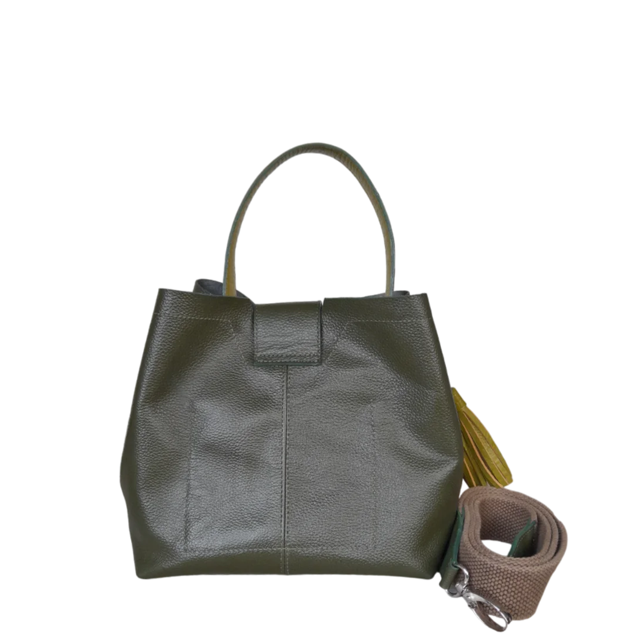 Bolso en cuero para mujer Lucia verde aceituna 4