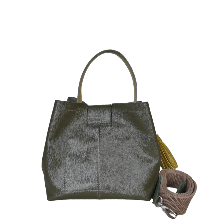 Bolso en cuero para mujer Lucia verde aceituna 4