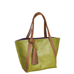 Bolso en cuero para mujer Eleonora reptil verde limon