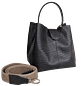 Bolso grande en cuero para mujer Camila Reptil negro - Miniatura 2