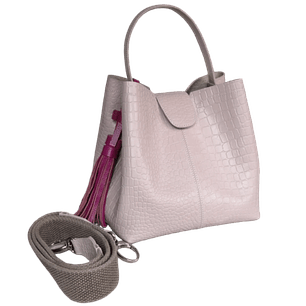 Bolso grande en cuero para mujer Camila Reptil nude