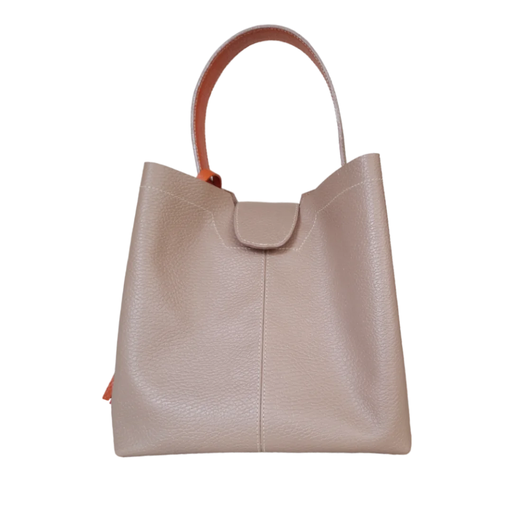 Bolso grande en cuero para mujer Camila Taupe