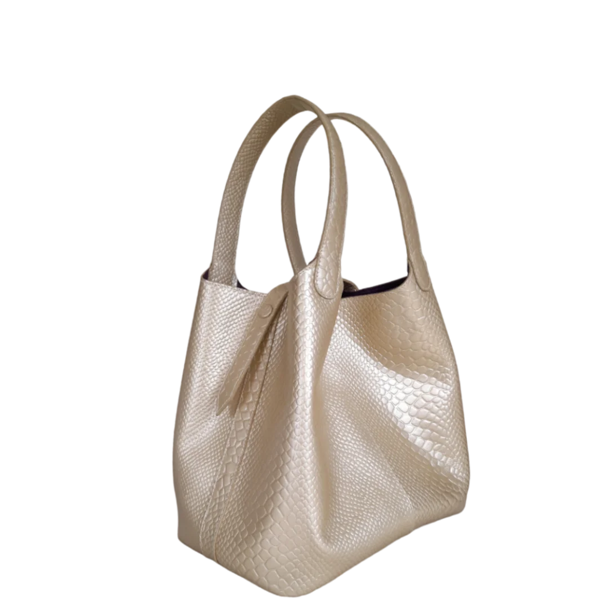 Bolso en cuero para mujer Eva Anaconda oro peltre 1