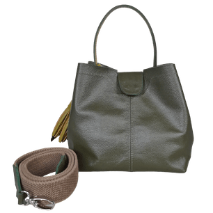 Bolso grande en cuero para mujer Camila Verde aceituna