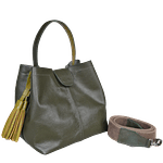 Bolso grande en cuero para mujer Camila Verde aceituna