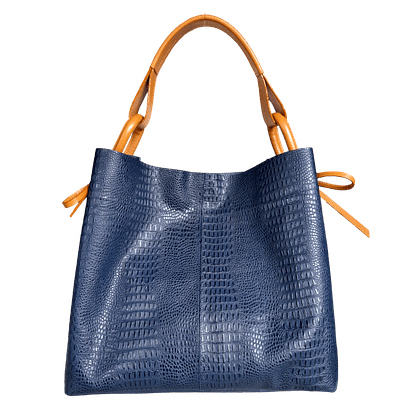 Bolso en cuero para mujer Aubrey lagarto azul oscuro