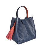 Bolso grande en cuero para mujer Camila lagarto azul oscuro