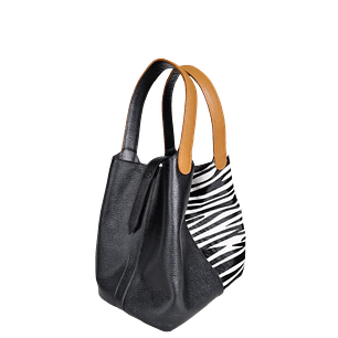 Bolso en cuero para mujer Eva cuero cebra blanco x negro