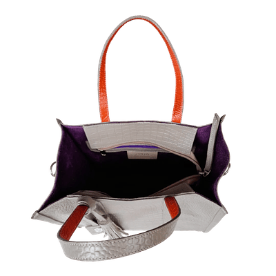 Bolso en cuero para mujer Greta reptil taupe